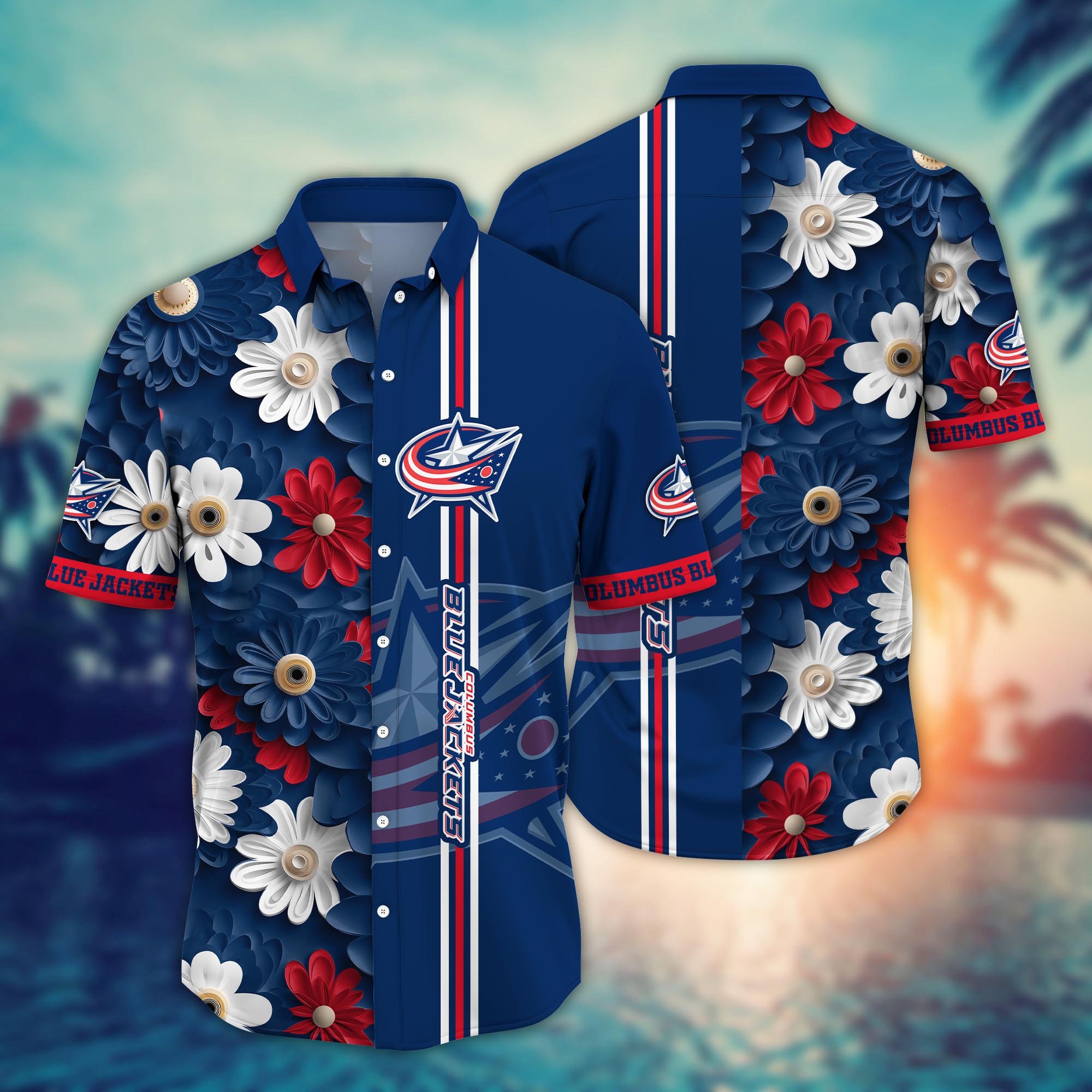 Columbus Blue Jackets Flower Hawaii Shirt And Tshirt For Fans, Summer Football Shirts NA49574